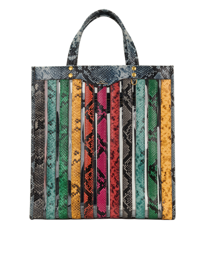 Rainbow Tote, &pound;120, Handbags, Green/Red/Yellow, PVC/Snake, Front view